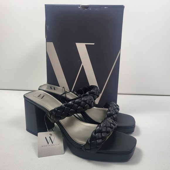 Worthington Lenning Strappy Sandals Shoes Women's 11 Block Heels Braided Sandals - Picture 1 of 10
